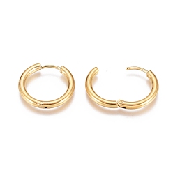 Golden Ion Plating(IP) 304 Stainless Steel Huggie Hoop Earrings, with 316 Surgical Stainless Steel Pin, Ring, Golden, 19x2.5mm, 10 Gauge, Pin: 0.9mm