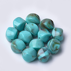 Dark Turquoise Acrylic Beads, Imitation Gemstone Style, Nuggets, Dark Turquoise, 15.5x12x12mm, Hole: 1.8mm, about 310pcs/500g