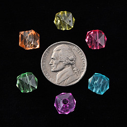 Mixed Color Transparent Acrylic Beads, Faceted, Square, Mixed Color, 8.5x9.5x9.5mm, Hole: 2.5mm, about 1070pcs/500g