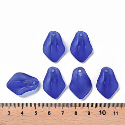 Royal Blue Transparent Frosted Acrylic Pendants, Petaline, Royal Blue, 24x17x4mm, Hole: 1.8mm