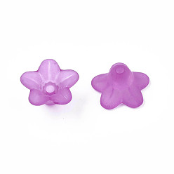 Purple Transparent Acrylic Beads, Flower, Frosted, Purple, 12x7mm, Hole: 1mm, about 4600pcs/500g