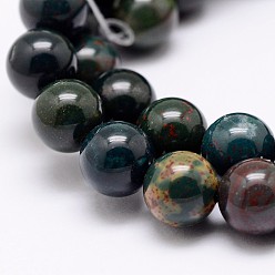 Bloodstone Natural Indian Bloodstone Beads Strands, Heliotrope Stone Beads, Round, 8mm, Hole: 1mm, about 48pcs/strand, 15 inch