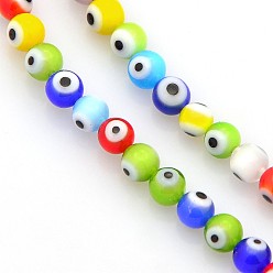 Mixed Color Handmade Evil Eye Lampwork Round Bead Strands, Mixed Color, 4mm, Hole: 1mm, about 96pcs/strand, 16 inch