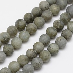 Labradorite Natural Labradorite Frosted Bead Strands, Round, 4mm, Hole: 1mm, about 95pcs/strand, 15.4 inch