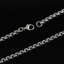 Stainless Steel Color 304 Stainless Steel Venetian Chain Necklaces, with Lobster Clasps, Stainless Steel Color, 20.4 inch(51.8cm)