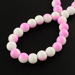 Violet Two-Color Baking Painted Glass Bead Strands, Round, Violet, 8mm, Hole: 1.3~1.6mm, about 104pcs/strand, 32.7 inch