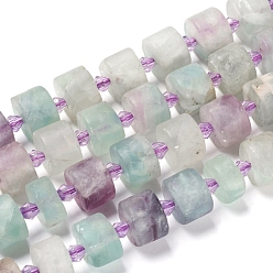 Fluorite Natural Fluorite Beads Strands, Frosted, Column, 10~10.5x4~8.5mm, Hole: 1.2mm, about 36pcs/strand, 15.55 inch(39.5cm)