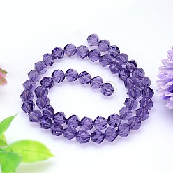 Pourpre Moyen Facettes polyèdre imitation cristal autrichien rangées de perles, grade de aaa, support violet, 10mm, Trou: 0.9~1mm, Environ 40 pcs/chapelet, 15.7 pouce