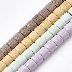 Mixed Color Natural Agate Beads Strands, Dyed, Column, Mixed Color, 4x3.5~4mm, Hole: 1mm, 108pcs/strand, 15.7 inch