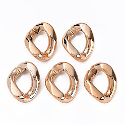 Rose Gold UV Plating Acrylic Linking Rings, Quick Link Connectors, for Curb Chains Jewelry Making, Twist Oval, Rose Gold, 27x22x10mm, Inner Diameter: 15x10mm
