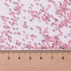 Бледно-Розовый Цилиндрический бисер, серебряная линия, круглое отверстие, единый размер, розовый жемчуг, 2x1.5 мм, отверстие : 0.8 мм, около 40000 шт / упаковка, о 450 г / мешок