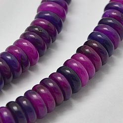 Фиолетовый Натуральный белый нефрит heishi бисер пряди, Диск / плоские круглые, окрашенные, фиолетовые, 8x2.5 мм, отверстие : 1 мм, около 130 шт / нитка, 15.35 дюйм