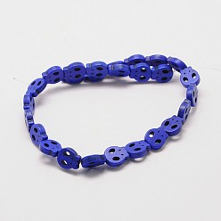 Dark Blue Skull Synthetic Turquoise Beads Strands, Dyed, Dark Blue, 28x25x4mm, Hole: 1mm, about 14pcs/strand, 15.7 inch