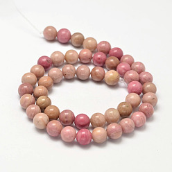 Rhodonite Round Natural Rhodonite Beads Strands, 6mm, Hole: 1mm, about 64pcs/strand, 15.5 inch