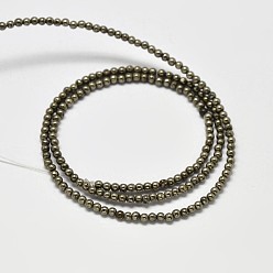 Pyrite Perles rondes de pyrite naturelle brins, Grade a, 3mm, Trou: 1mm, Environ 130 pcs/chapelet, 16 pouce