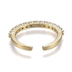 Настоящее золото 18K Регулируемые латунные кольца микро манжеты из прозрачного циркония, открытые кольца, долговечный, реальный 18 k позолоченный, размер США 6 (16.5 мм)