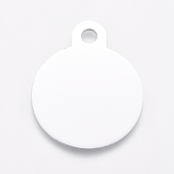 Silver Aluminum Pendants, Stamping Blank Tag, Flat Round, Silver, 31x25x1mm, Hole: 3mm