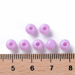 Violet Perles acryliques opaques, ronde, violette, 6x5mm, Trou: 1.8mm, environ4400 pcs / 500 g