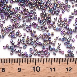 Orchidéeée Moyen Perles cylindriques en verre, Perles de rocaille, couleurs transparentes arc, trou rond, moyen orchidée, 1.5~2x1~2mm, Trou: 0.8mm, environ 8000 pcs / sachet , à propos de 1 livre/sac