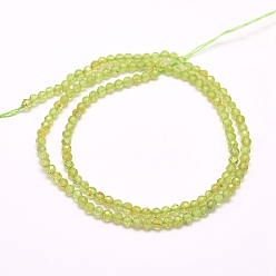 Peridot Natural Peridot Beads Strands, Faceted, Round, 2mm, Hole: 0.5mm, about 210~220pcs/strand, 15.7 inch(40cm)