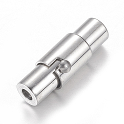 Stainless Steel Color 304 Stainless Steel Locking Tube Magnetic Clasps, Column Magnetic Closure, Stainless Steel Color, 16.5x4.5mm