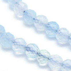 Aquamarine Natural Aquamarine Beads Strands, Grade AAA, Faceted, Round, 4~4.5mm, Hole: 0.7mm, about 88~104 pcs/Strand, 15.15 inch(38.5cm)