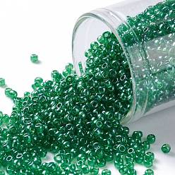 (108B) Transparent Mint Green Luster Toho perles de rocaille rondes, perles de rocaille japonais, (108 b) lustre vert menthe transparent, 11/0, 2.2mm, Trou: 0.8mm, environ5555 pcs / 50 g