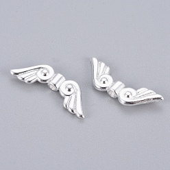 Silver Tibetan Style Alloy Beads, Cadmium Free & Nickel Free & Lead Free, Wings, Silver, 21x7.5mm, Hole: 1mm