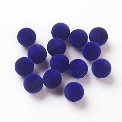 Blue Flocky Acrylic Beads, Round, Blue, 14mm, Hole: 2mm