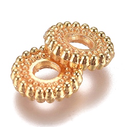 Golden Rack Plating Alloy Spacer Beads, Flat Round, Long-Lasting Plated, Golden, 7.5x2mm, Hole: 2.5mm