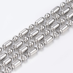 Stainless Steel Color 304 Stainless Steel Ball Chains, with Spool, Oval and Round, Stainless Steel Color, 2mm and 2x4mm, about 65.61 Feet(20m)/roll
