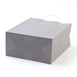 Gris Sacs en papier kraft de couleur pure, sacs-cadeaux, sacs à provisions, avec poignées en ficelle de papier, rectangle, grises , 27x21x11 cm
