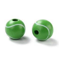 Tennis Natural Wood Beads, Dyed, Round, Tennis Pattern, 15.5x14.5mm, Hole: 3.2mm