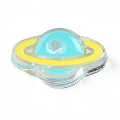 Mixed Color Transparent Acrylic Enamel Beads, Planet, Mixed Color, 16.5x27.5x9mm, Hole: 3.5mm