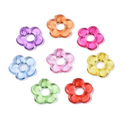 Couleur Mélangete Cadres de perles acryliques transparentes, fleur, couleur mixte, 18x19x4mm, trou: 1.2 mm, diamètre intérieur: 6 mm, sur 690 pcs / 500 g