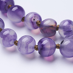 Agate Naturelle Colliers de perles d'agate naturelles et colorées, ronde, pourpre, 36 pouce (91.44 cm)