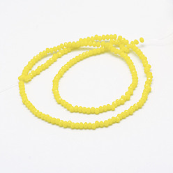 Желтый Непрозрачное стекло бисер нитей, граненые, рондель, желтые, 2.5x1.5 мм, отверстие : 0.5 мм, около 188~195 шт / нитка, 12.9 дюйм (33 см)