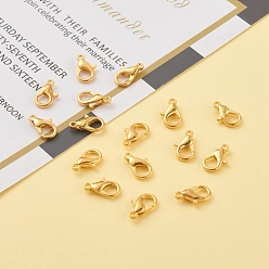 Golden Zinc Alloy Lobster Claw Clasps, Golden, 12x6mm, Hole: 1.2mm, 100pcs/Box