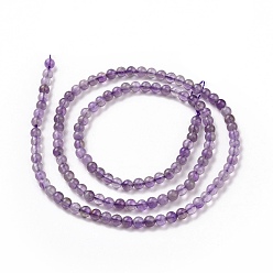 Amethyst Natural Amethyst Beads Strands, Grade AB, Round, 3mm, Hole: 0.5mm, 125pcs/strand, 15.7 inch