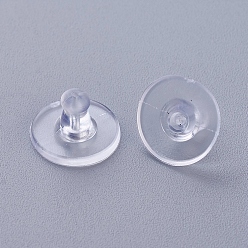 Clear Plastic Ear Nuts, Earring Backs, Clear, 6x10mm, Hole: 0.5mm