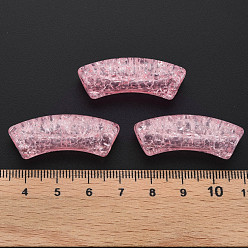 Pink Прозрачных бусин акриловые треск, изогнутая трубка, розовые, 35x11.5x13.5 мм, отверстие : 3.5 мм, Около 148 шт / 500 г