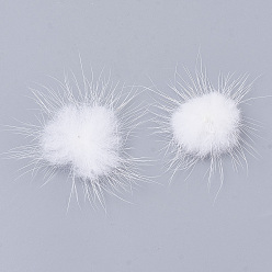 White Faux Mink Fur Ball Decoration, Pom Pom Ball, For DIY Craft, White, 2.5~3cm, about 100pcs/board