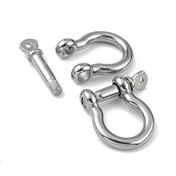 Stainless Steel Color 304 Stainless Steel D-Ring Anchor Shackle Clasps, Stainless Steel Color, 25x23x7.5mm