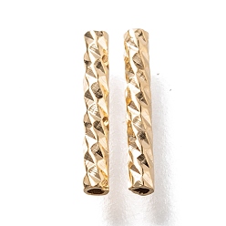 Real 24K Gold Plated Corrugated Brass Tube Beads, Long-Lasting Plated, Real 24K Gold Plated, 10x1.5mm, Hole: 0.7mm