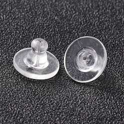 Clear Silicone Ear Nuts, Bullet Clutch Earring Backs with Pad, for Droopy Ears, for Stud Earring Making, Clear, 10x7mm, Hole: 1mm