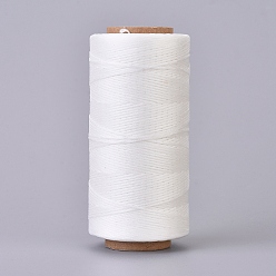 White Waxed Polyester Cord, Micro Macrame Cord, Waxed Sewing Thread, Flat, White, 0.8mm, about 284.33 yards(260m)/roll