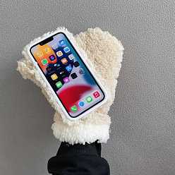 Dentelle Vieille Gants chauds en peluche étui de téléphone portable pour femmes filles, housses de protection d'hiver en plastique pour iphone14 pro max, vieille dentelle, 16.08x7.81x0.78 cm