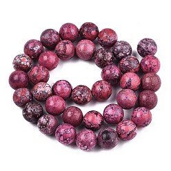 Camellia Natural American Turquoise Beads Strands, Dyed & Heated, Round, Camellia, 10mm, Hole: 1mm, about 37~38pcs/strand, 15-1/8 inch(38.5cm)