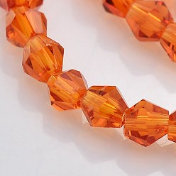 Orange Red Faceted Bicone Glass Beads Strands, Orange Red, 3.5x3mm, Hole: 1mm, about 125~130pcs/strand, 13.8 inch