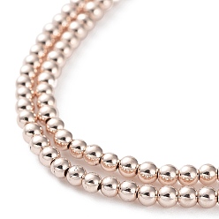 Rose Gold Plated Electroplate Non-magnetic Synthetic Hematite Beads Strands, Round, Light Rose Gold Plated, 2mm, Hole: 0.6mm, about 208pcs/strand, 15.7 inch